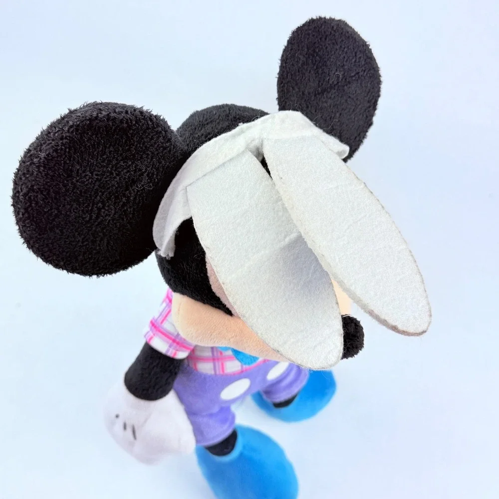 Disney Mickey Mouse‎ Easter Bunny Plush Plaid Shirt Blue Bow Purple Shorts 24 in